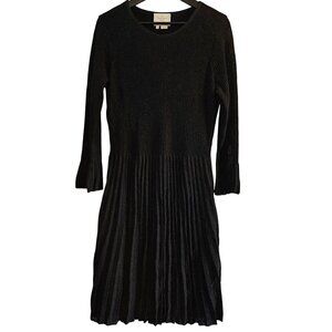 Kate Spade New York Womens Ribbed Knit Pleated Dress M Black
